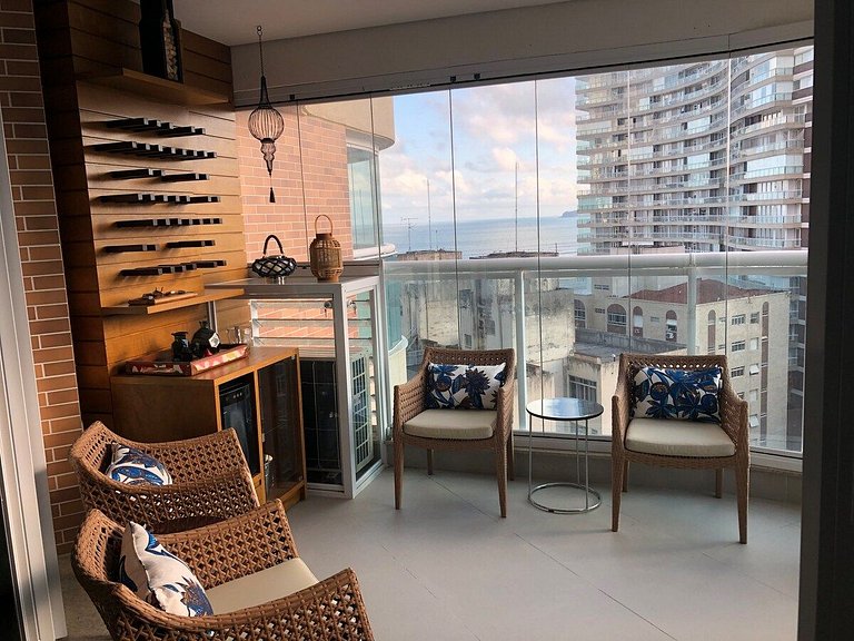 Estanconfor Santos com Vista Mar AC garagem sacada fechada