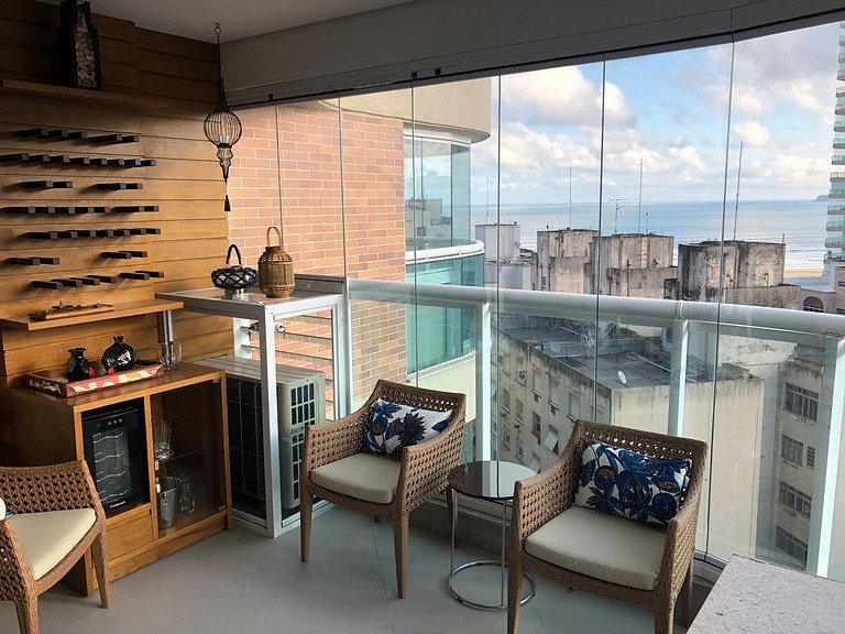 Estanconfor Santos com Vista Mar AC garagem sacada fechada