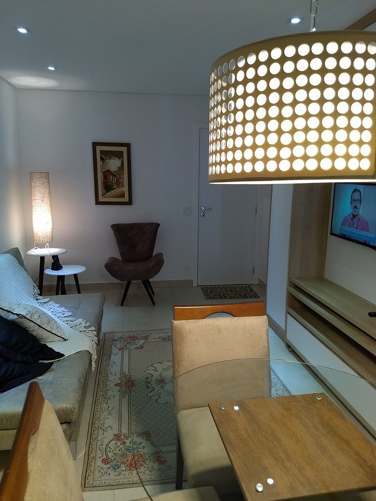 Estanconfor Santos Vista Mar AC garagem arrumação andar bem