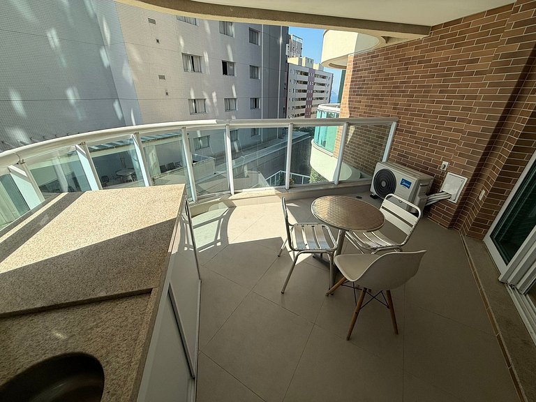 Flat Estancofor Santos na Quadra da Praia com Vista do Mar