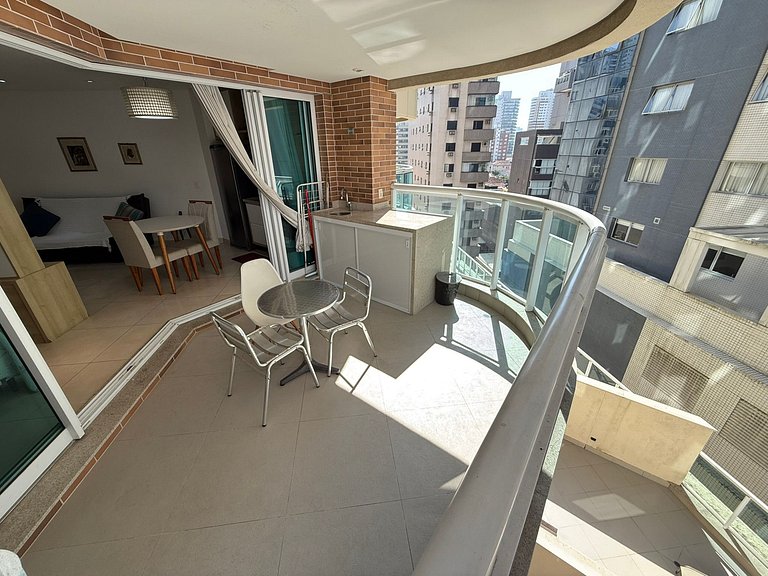 Flat Estancofor Santos na Quadra da Praia com Vista do Mar