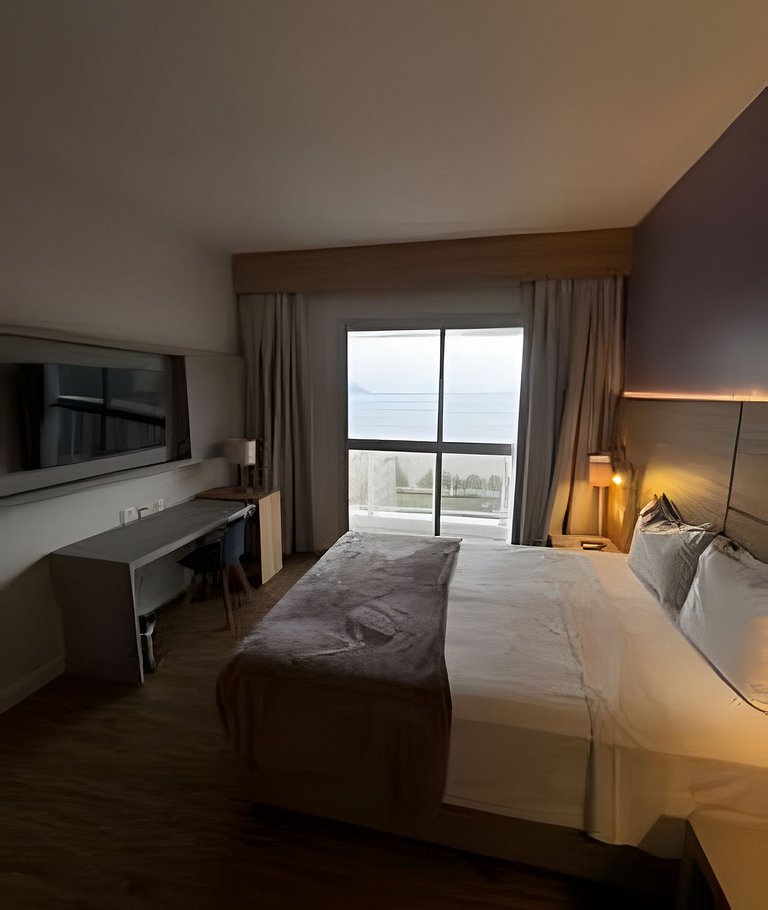 Flat Vista Mar c/ Varanda em Santos