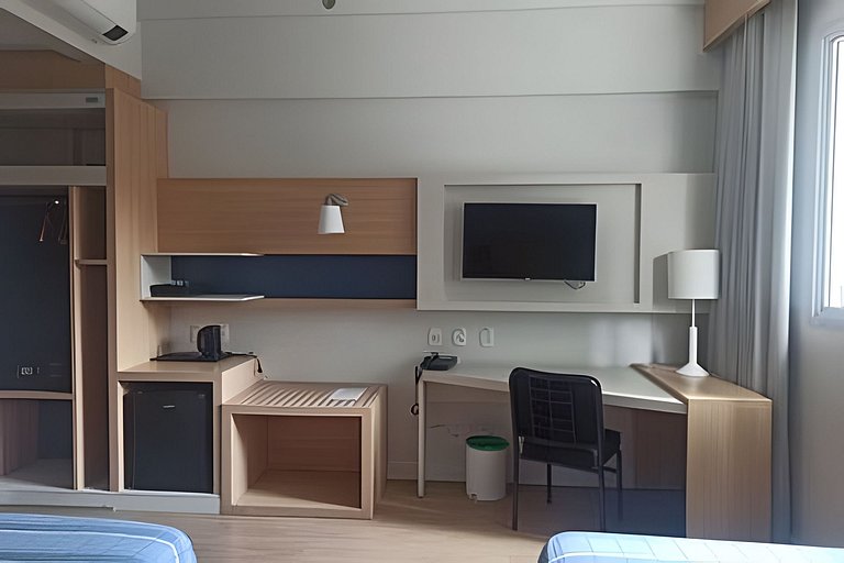 Quarto 2 Camas no Ponto Mais Nobre de Santos