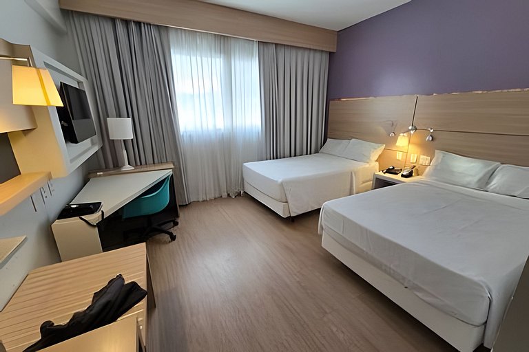 Quarto 2 Camas no Ponto Mais Nobre de Santos